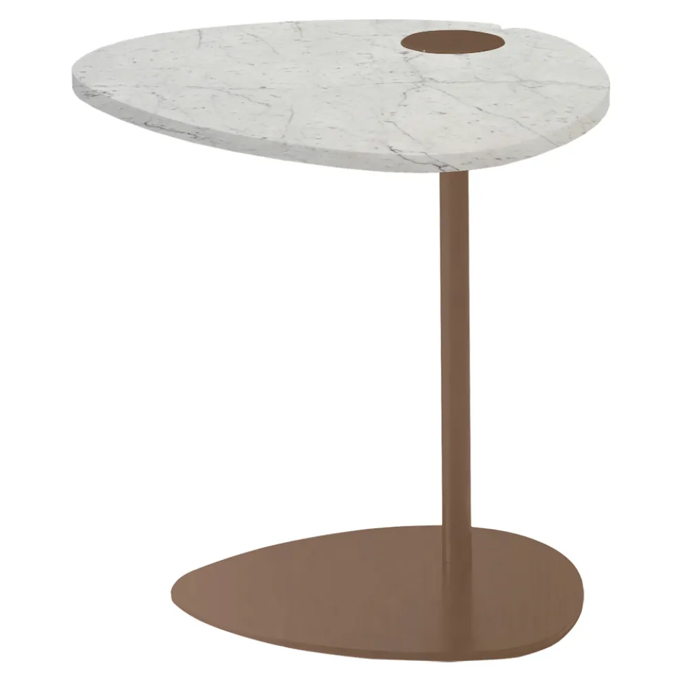 Couchtisch für Wohnzimmer aus Metall und Marquinia-Marmor, Luxus-Design - Yassine