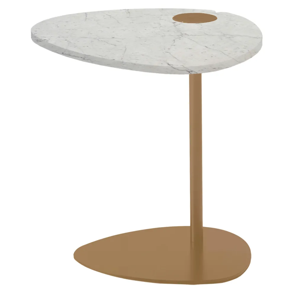 Couchtisch für Wohnzimmer aus Metall und Marquinia-Marmor, Luxus-Design - Yassine