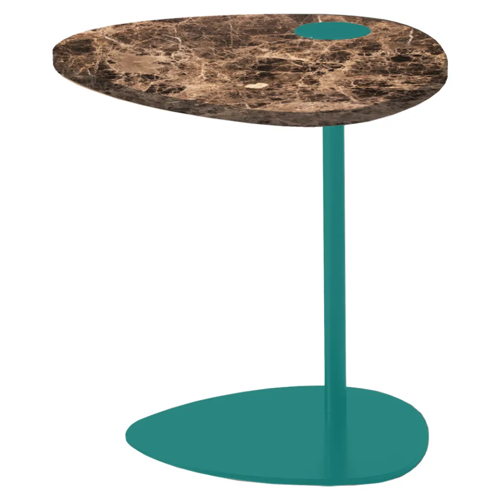 Couchtisch für Wohnzimmer aus Metall und Marquinia-Marmor, Luxus-Design - Yassine