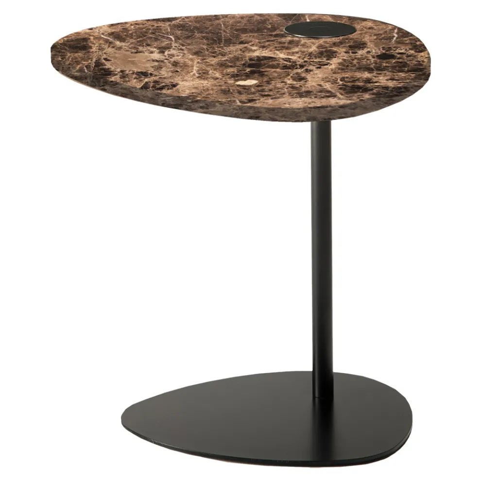 Couchtisch für Wohnzimmer aus Metall und Marquinia-Marmor, Luxus-Design - Yassine
