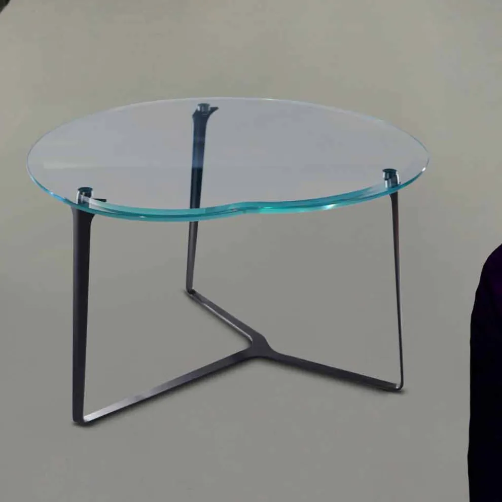 Couchtisch, handgefertigt, aus Glas und Stahl Made in Italy - Alicante