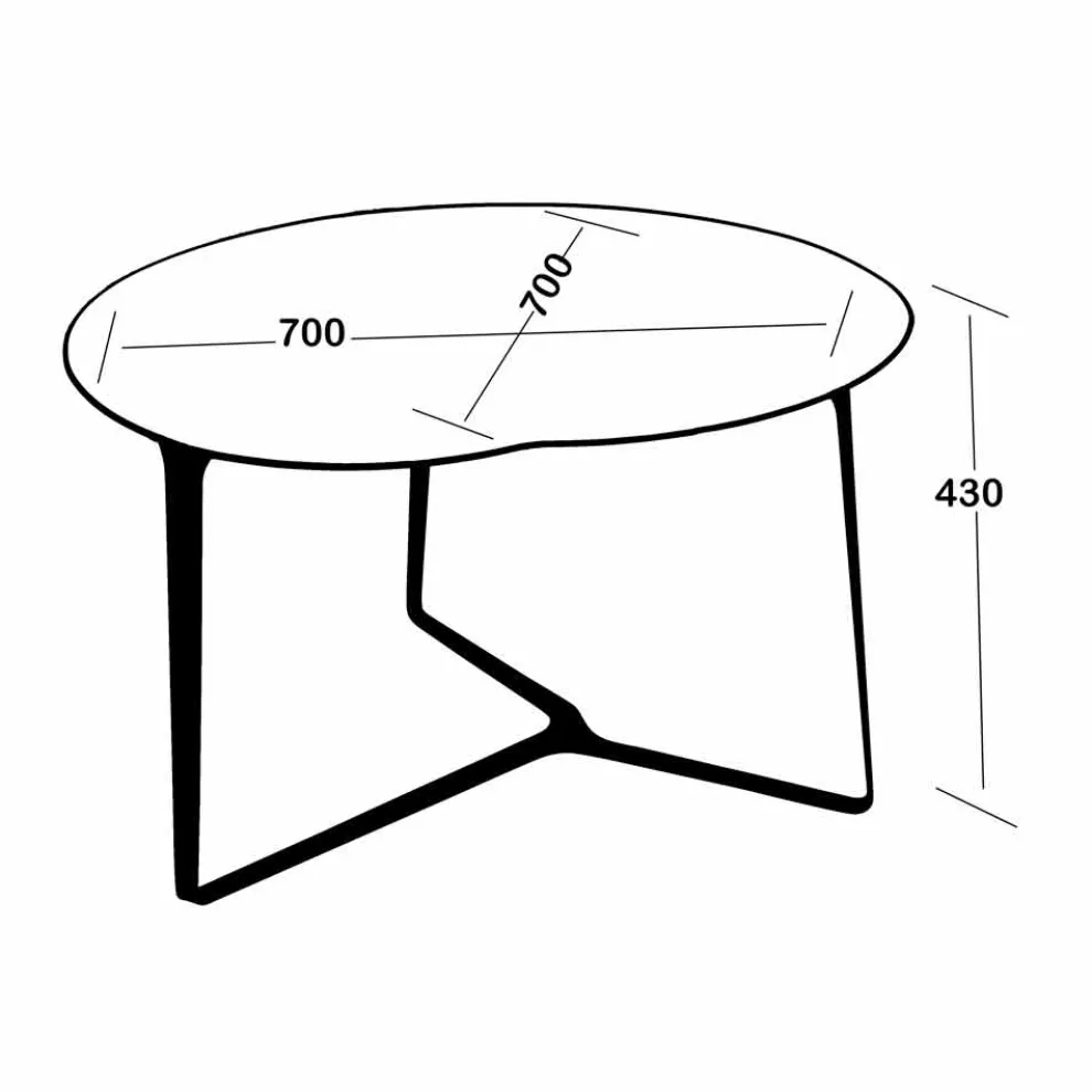 Couchtisch, handgefertigt, aus Glas und Stahl Made in Italy - Alicante