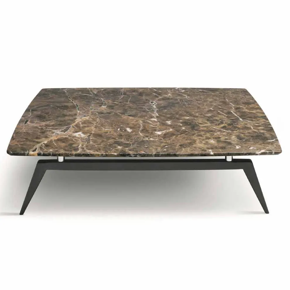 Couchtisch mit Marmorplatte und Holzfuß Made in Italy - Raise