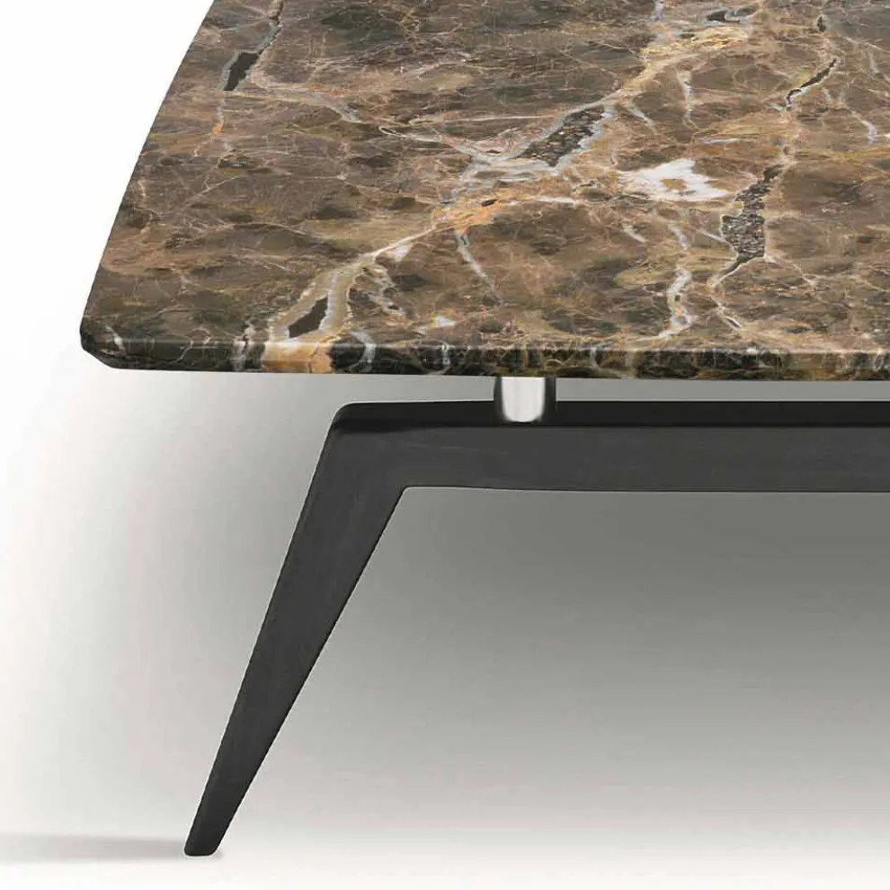 Couchtisch mit Marmorplatte und Holzfuß Made in Italy - Raise