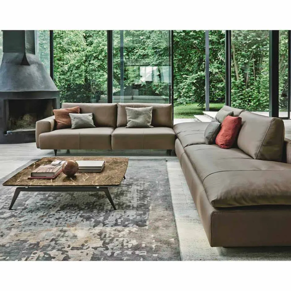 Couchtisch mit Marmorplatte und Holzfuß Made in Italy - Raise