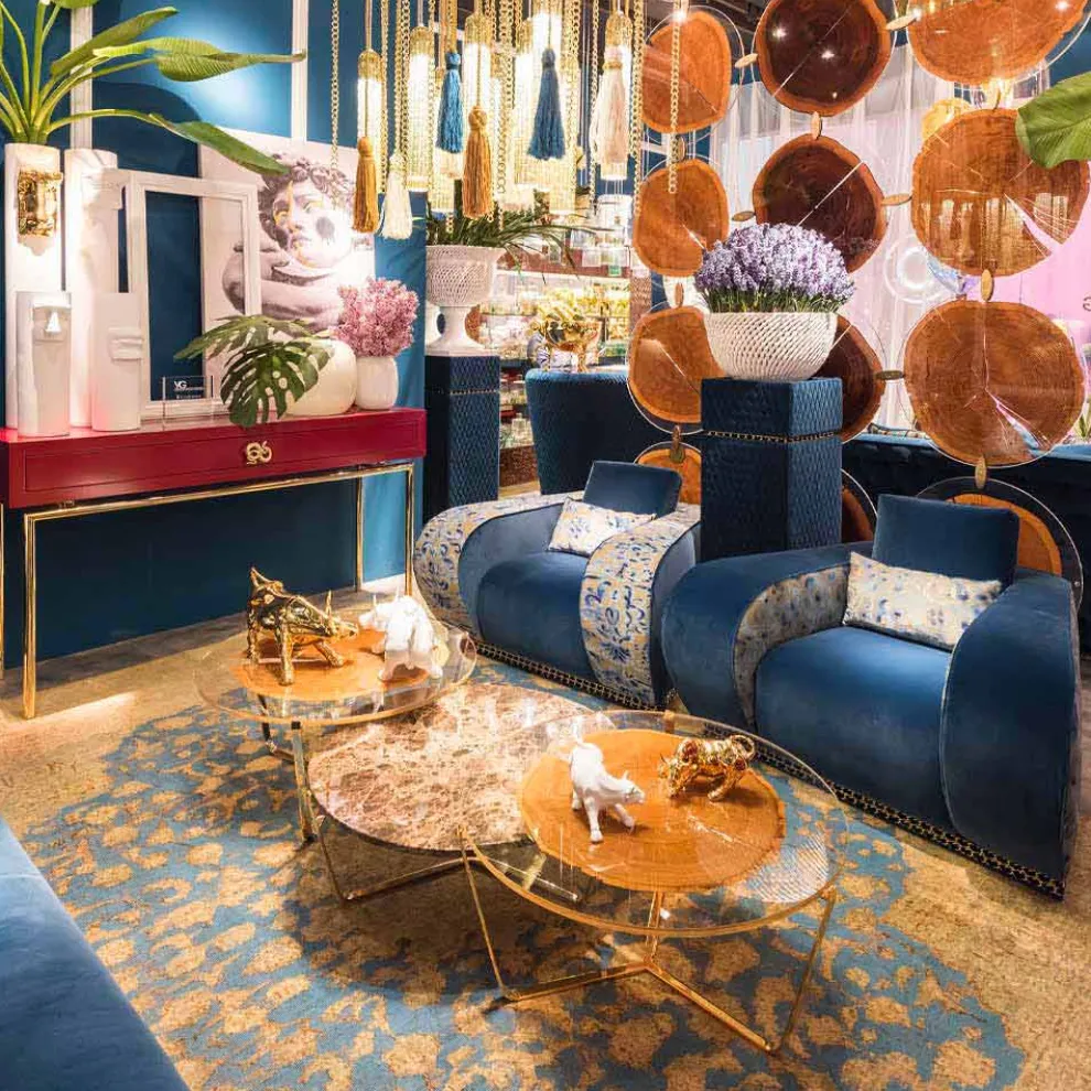 Couchtisch mit runder Glasplatte und Holzplatte Made in Italy - Baviera