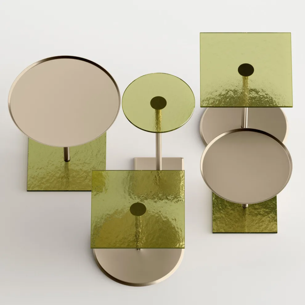 Couchtisch mit runder Glas- oder Metallplatte, hergestellt in Italien – Anakin