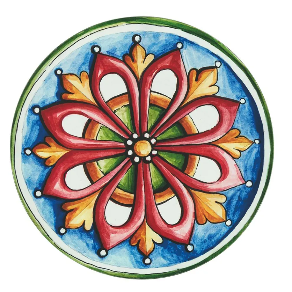 Runde Teller aus farbigem Kunststoff mit Majolika 12 Stück - Maia