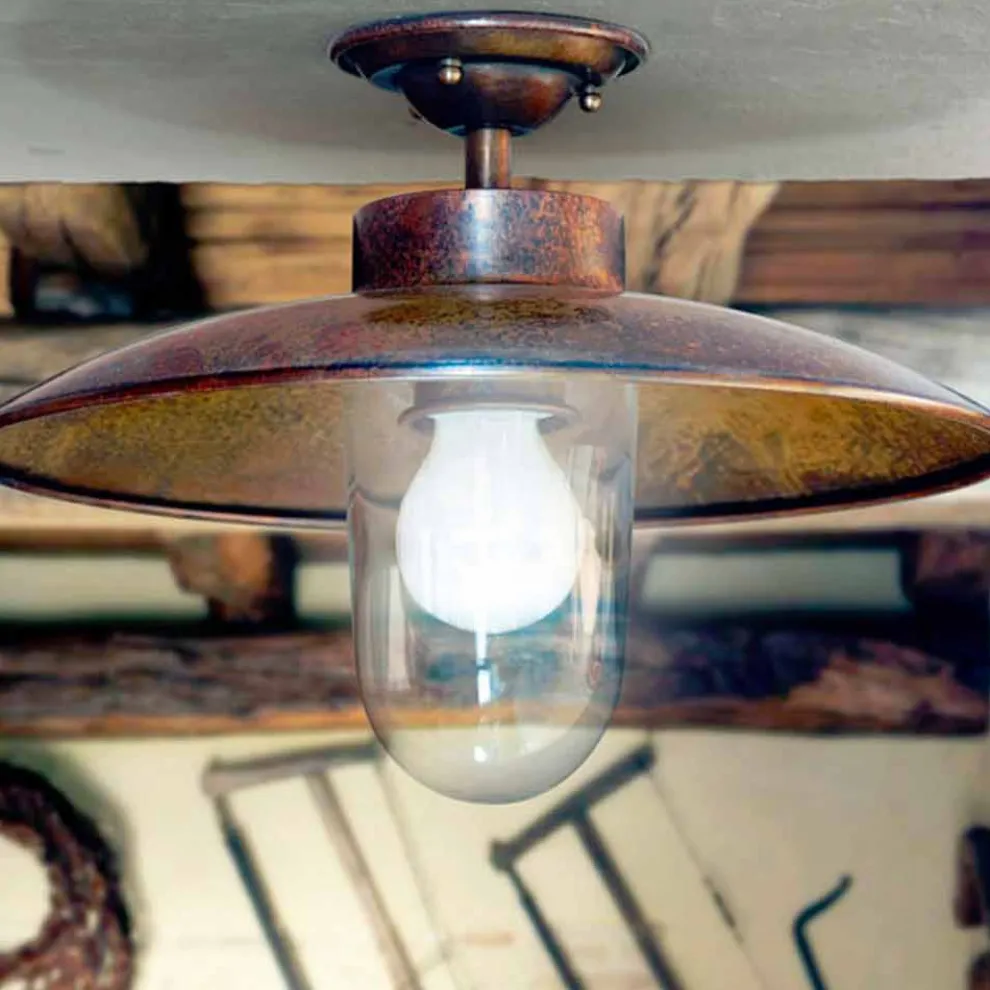Deckenlampe aus Kupfer und Glas Nabucco von Aldo Bernardi