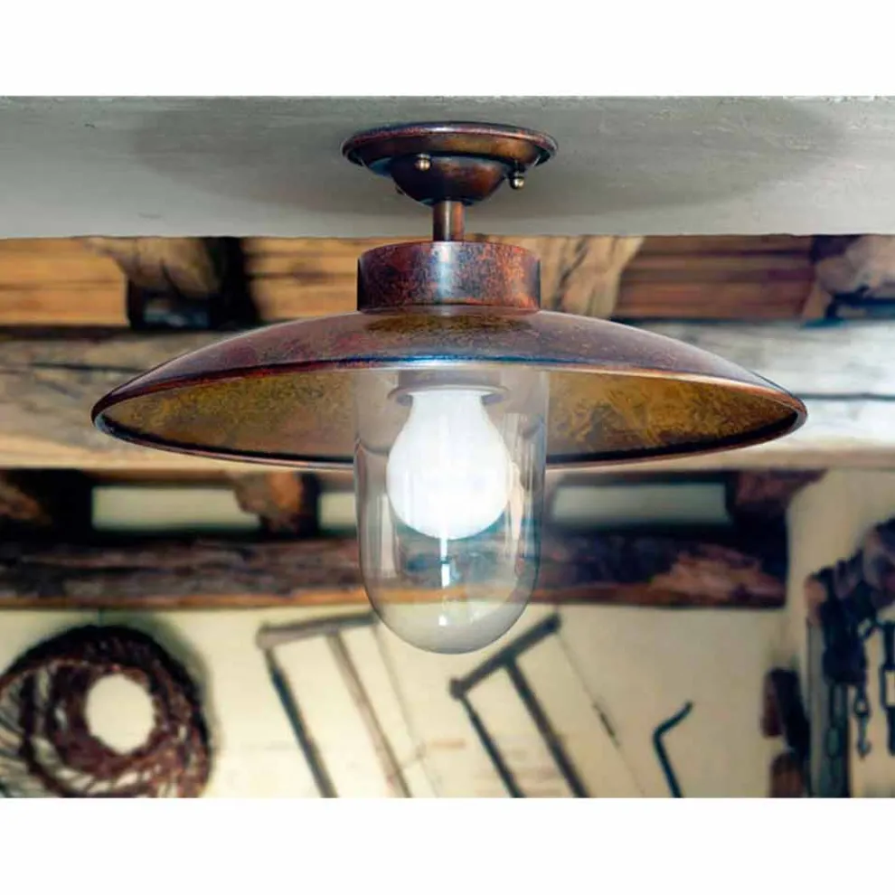 Deckenlampe aus Kupfer und Glas Nabucco von Aldo Bernardi