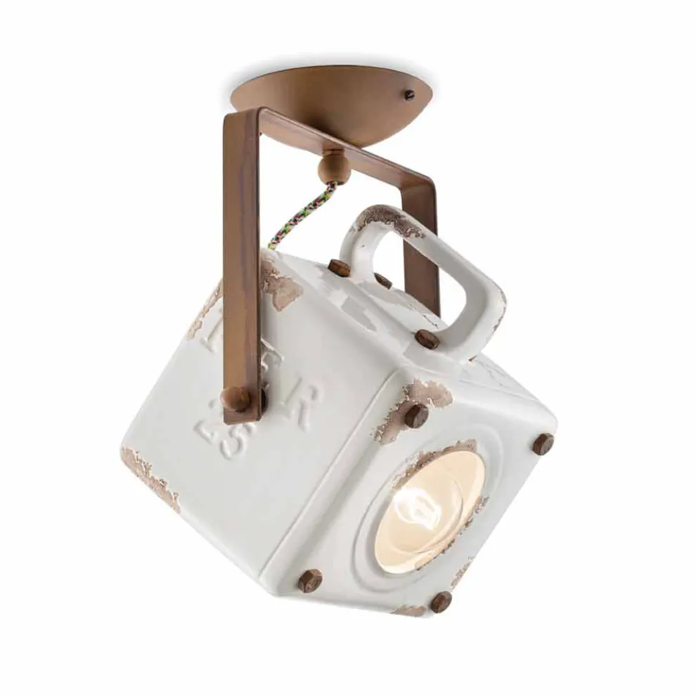 Deckenlampe viereckig verstellbar im Vintage Stil Kaylee Ferroluce