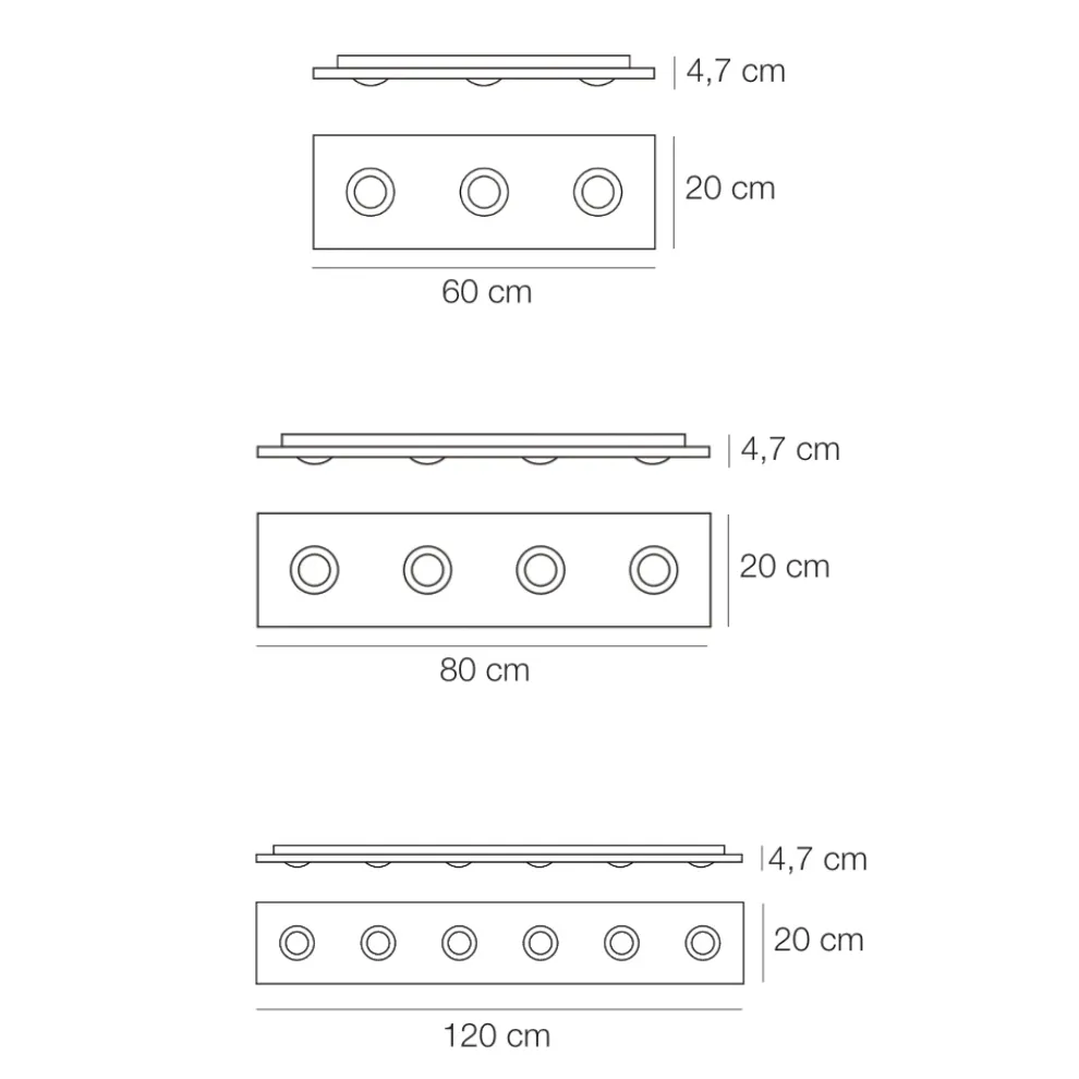 Deckenleuchte mit flacher Glasplatte mit Absenkungen - Kora