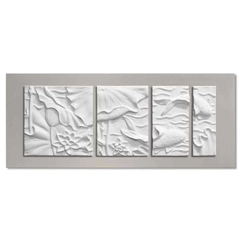 Dekorative Wandplatte Modernes Design Weiße und Graue Keramik - Giappoko