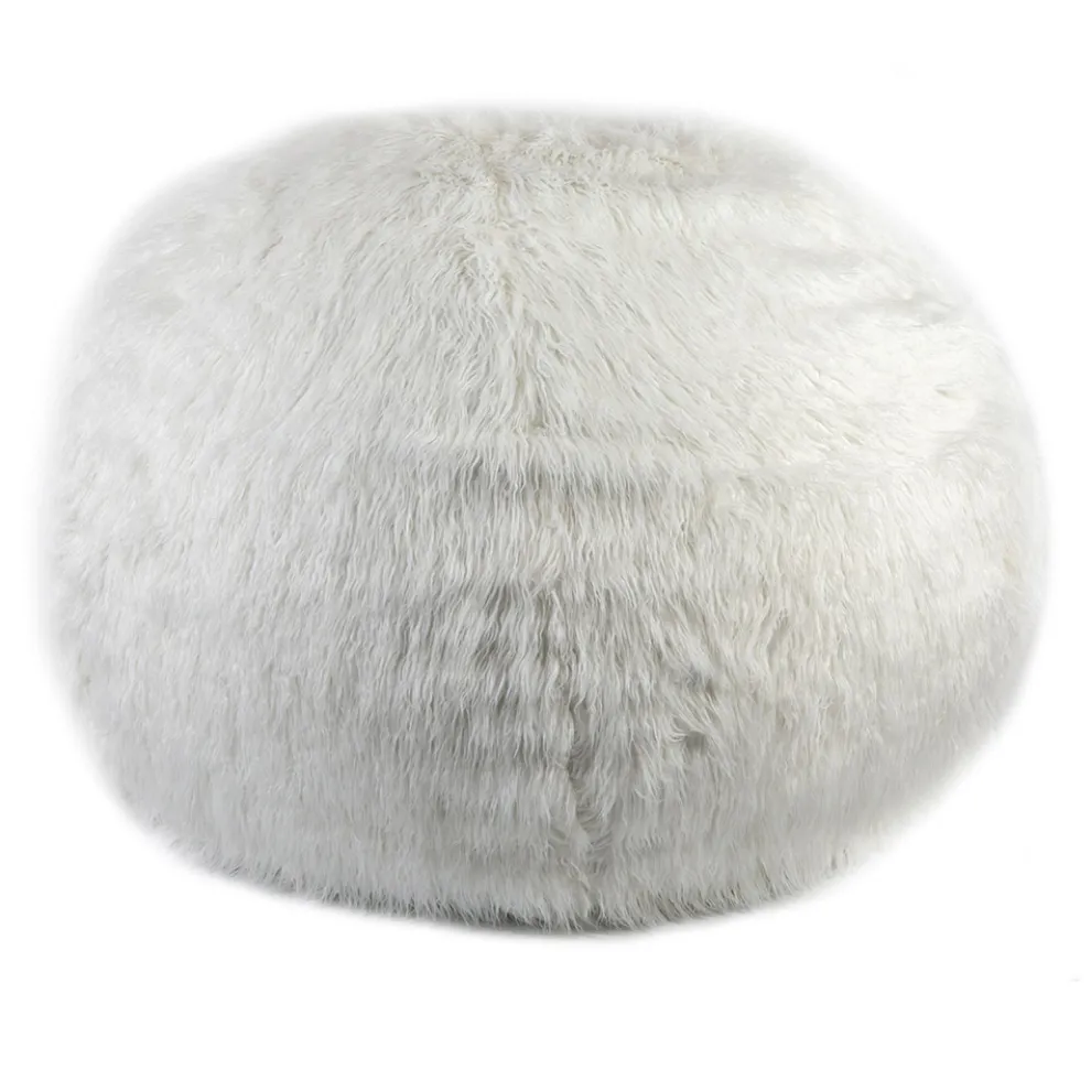 Dekorativer Hocker für das Wohnzimmer aus weißem Stoff mit Doppelnähten - Seven