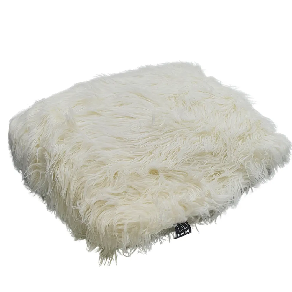 Dekorativer Hocker für das Wohnzimmer aus weißem Stoff mit Doppelnähten - Seven