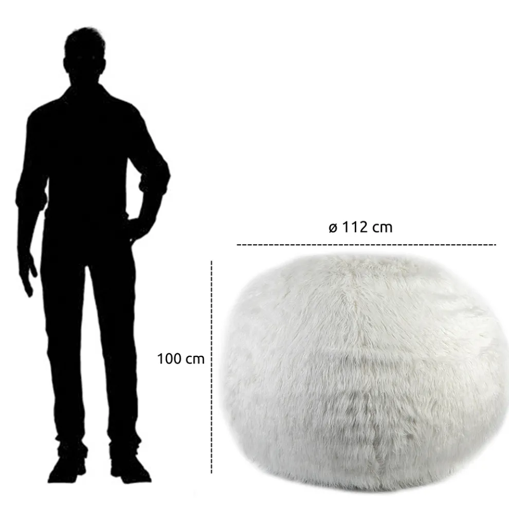 Dekorativer Hocker für das Wohnzimmer aus weißem Stoff mit Doppelnähten - Seven