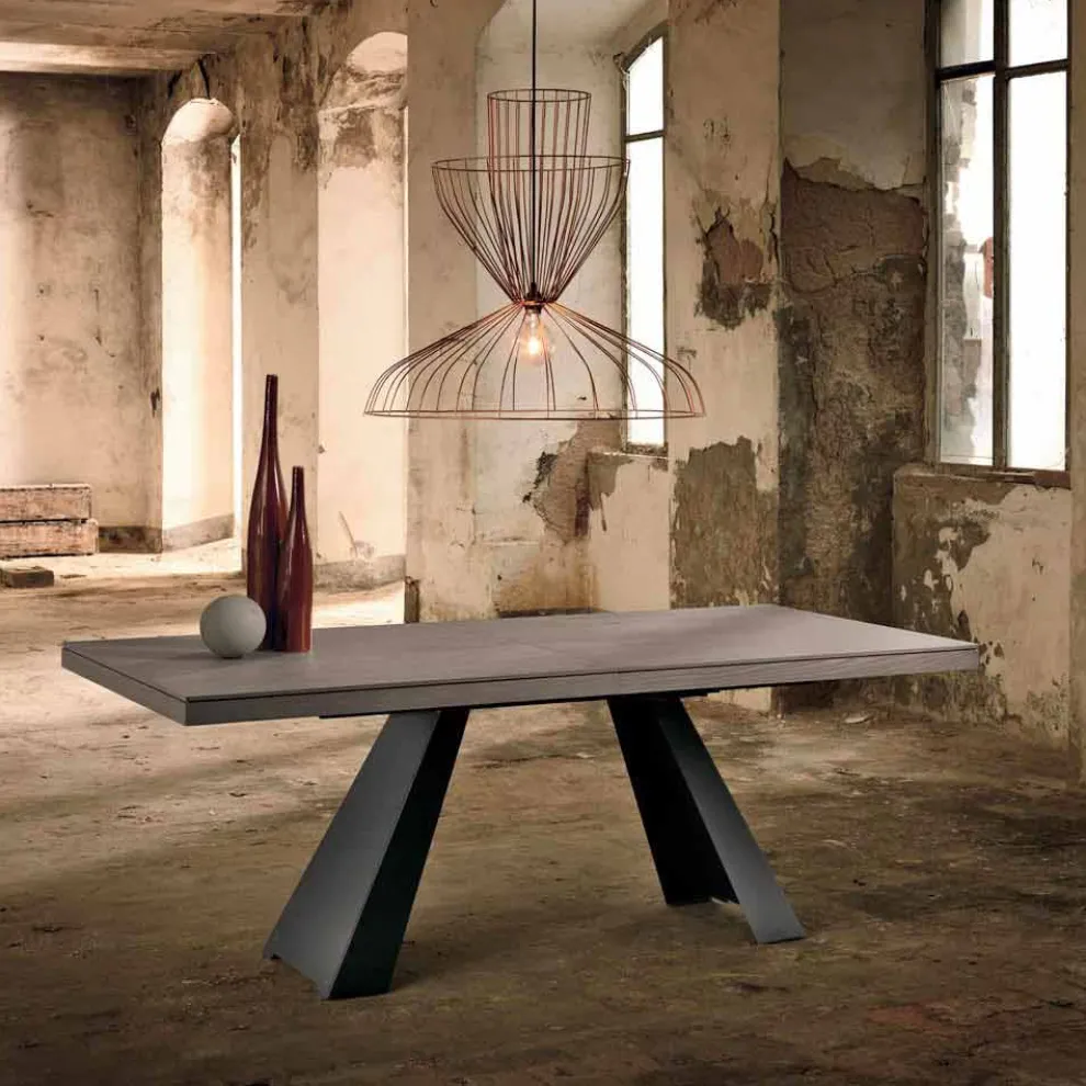 Design ausziehbarer Tisch aus Eichenholz made in Italy, Zerba