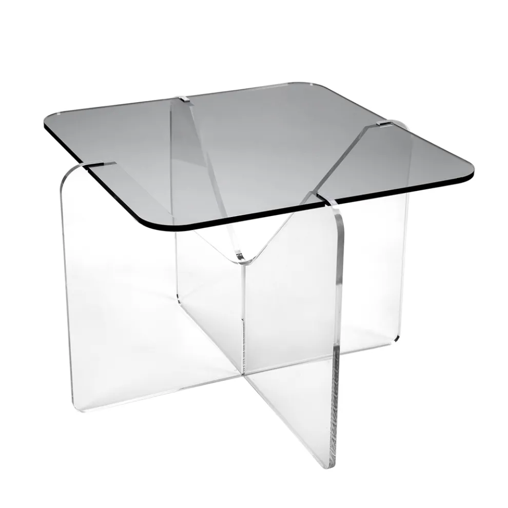 Design Couchtisch aus transparentem oder geräuchertem Plexiglas - Draco