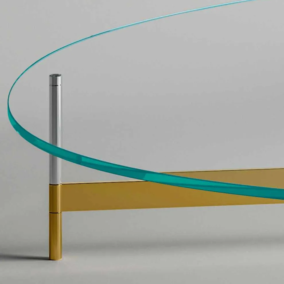 Design Couchtisch aus Glas mit Metallbasis Made in Italy - Cinci