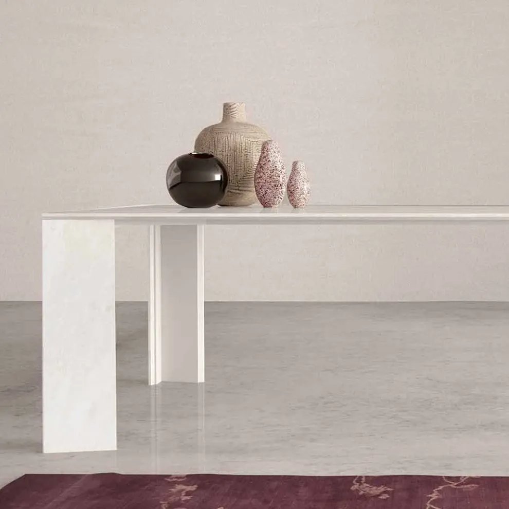 Design Esstisch aus weißem Marmor Namibia, 210x110 cm – Monastero