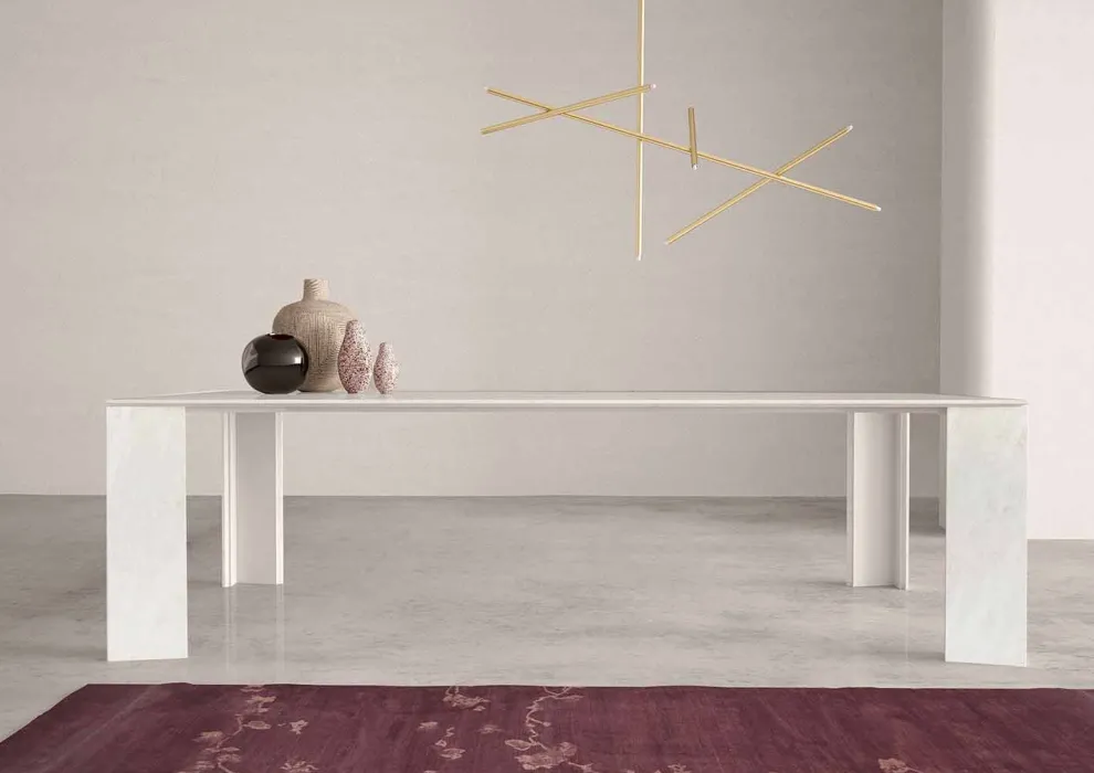 Design Esstisch aus weißem Marmor Namibia, 210x110 cm – Monastero