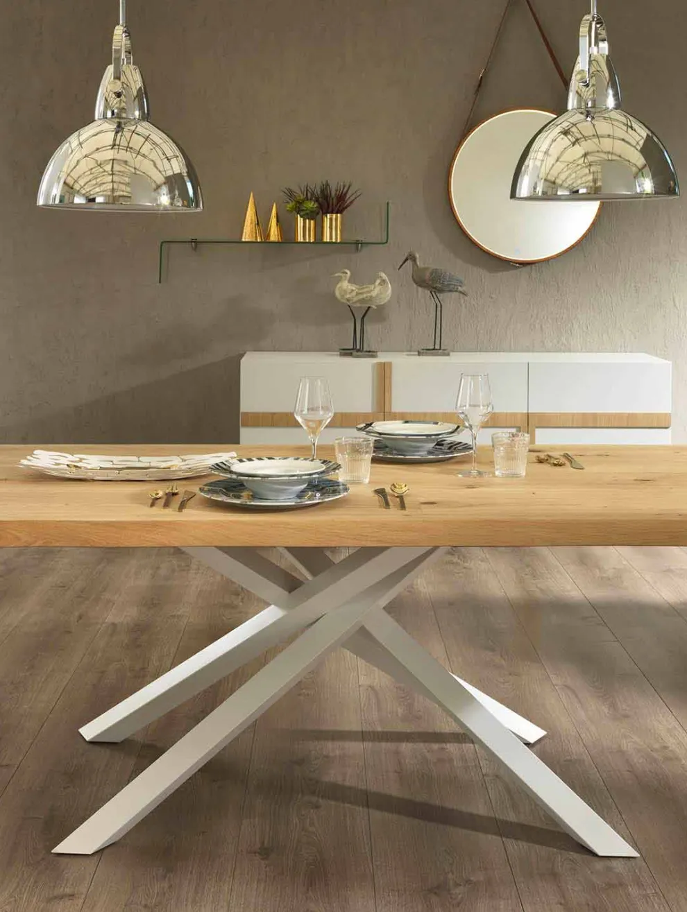 Design Esstisch aus Holz und Metall Made in Italy - Skipper