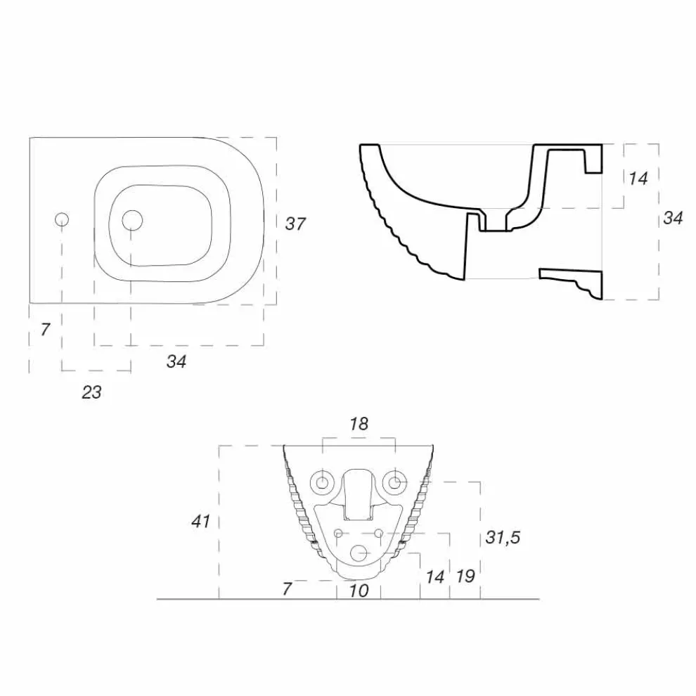 Design Hängebidet aus Keramik Made in Italy Trabia