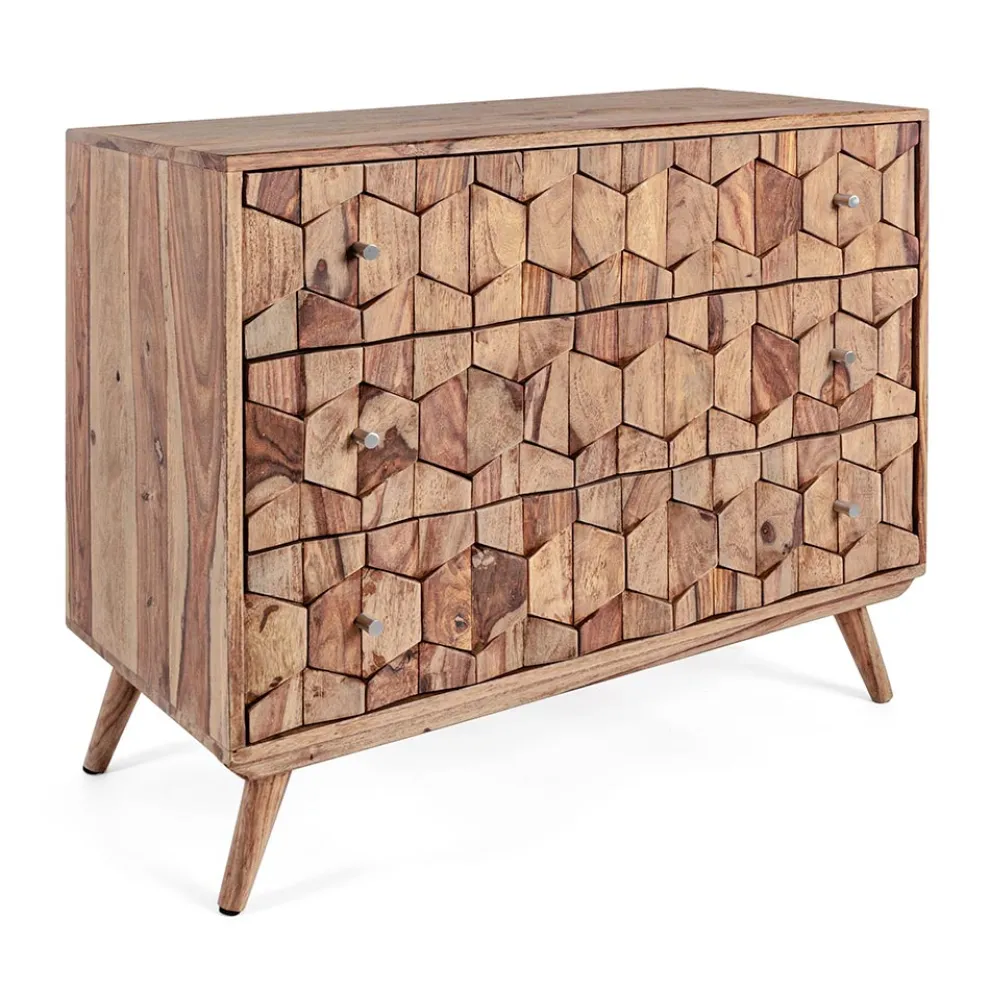Design Kommode aus Sheeshamholz mit 3 Schubladen Homemotion - Fregene