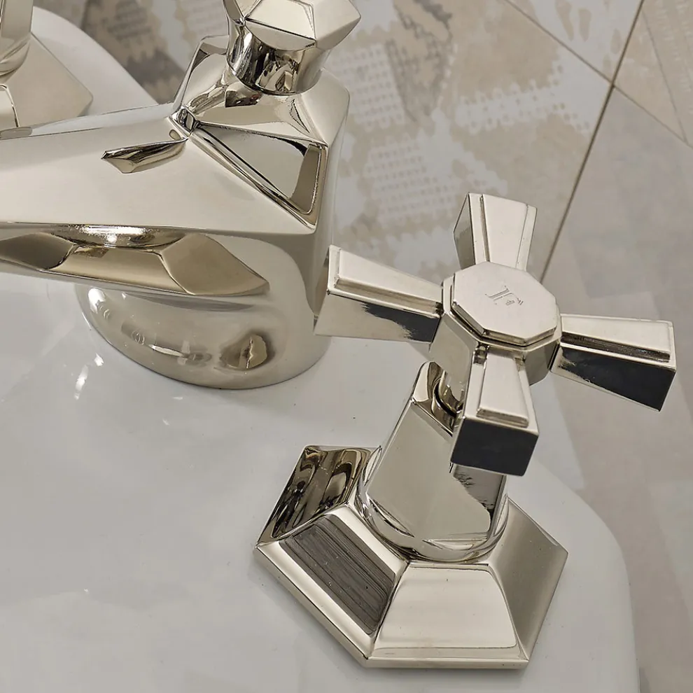 Design 3-Loch-Bidet-Wasserhahn aus Messing im Vintage-Stil Made in Italy - Silvana