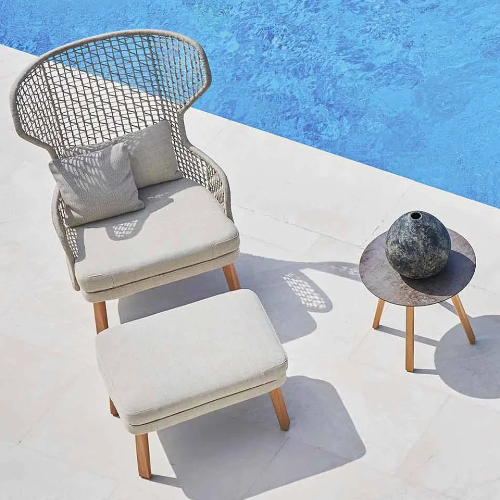 Design Outdoor-Fußstütze aus gepolstertem Stoff Varaschin Emma