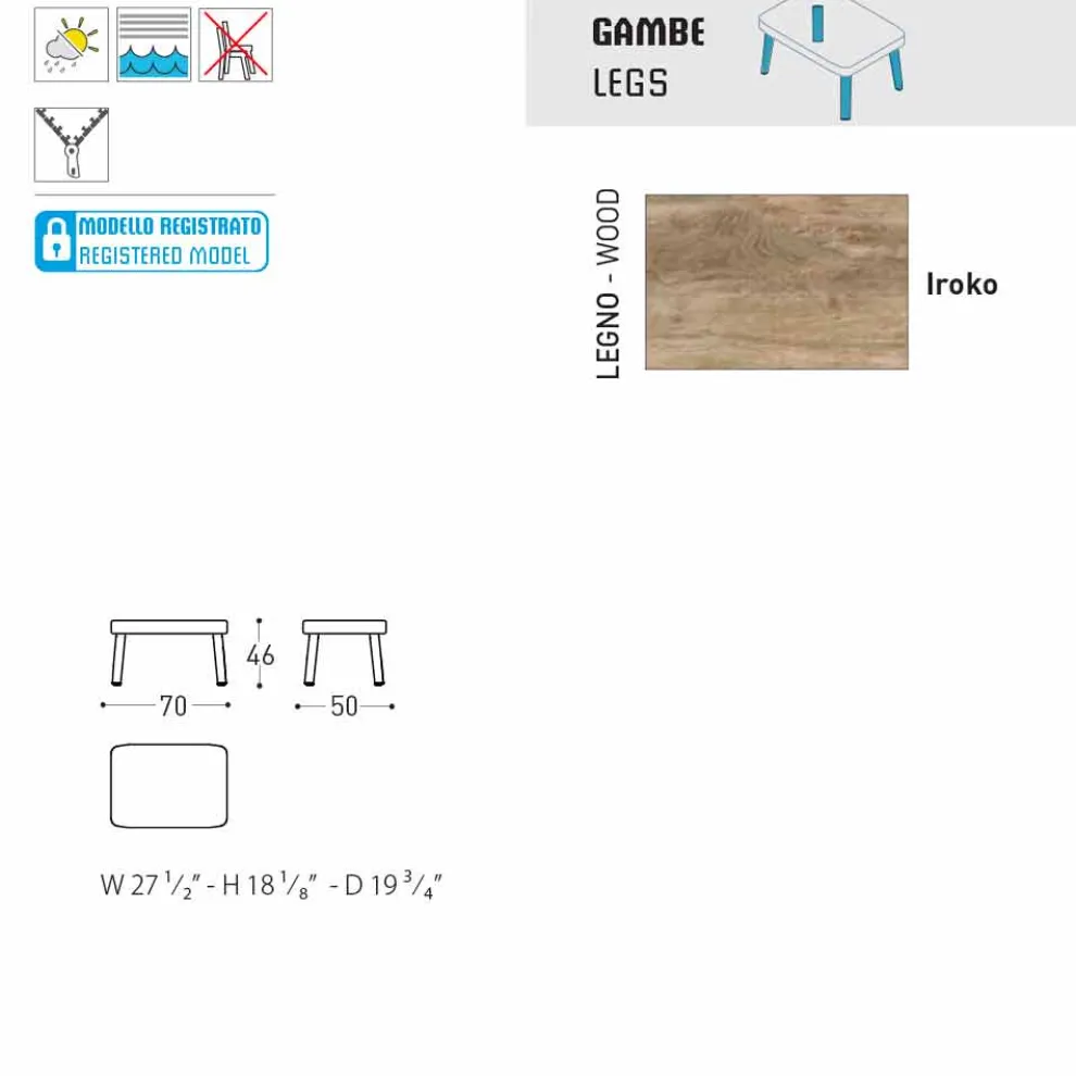 Design Outdoor-Fußstütze aus gepolstertem Stoff Varaschin Emma