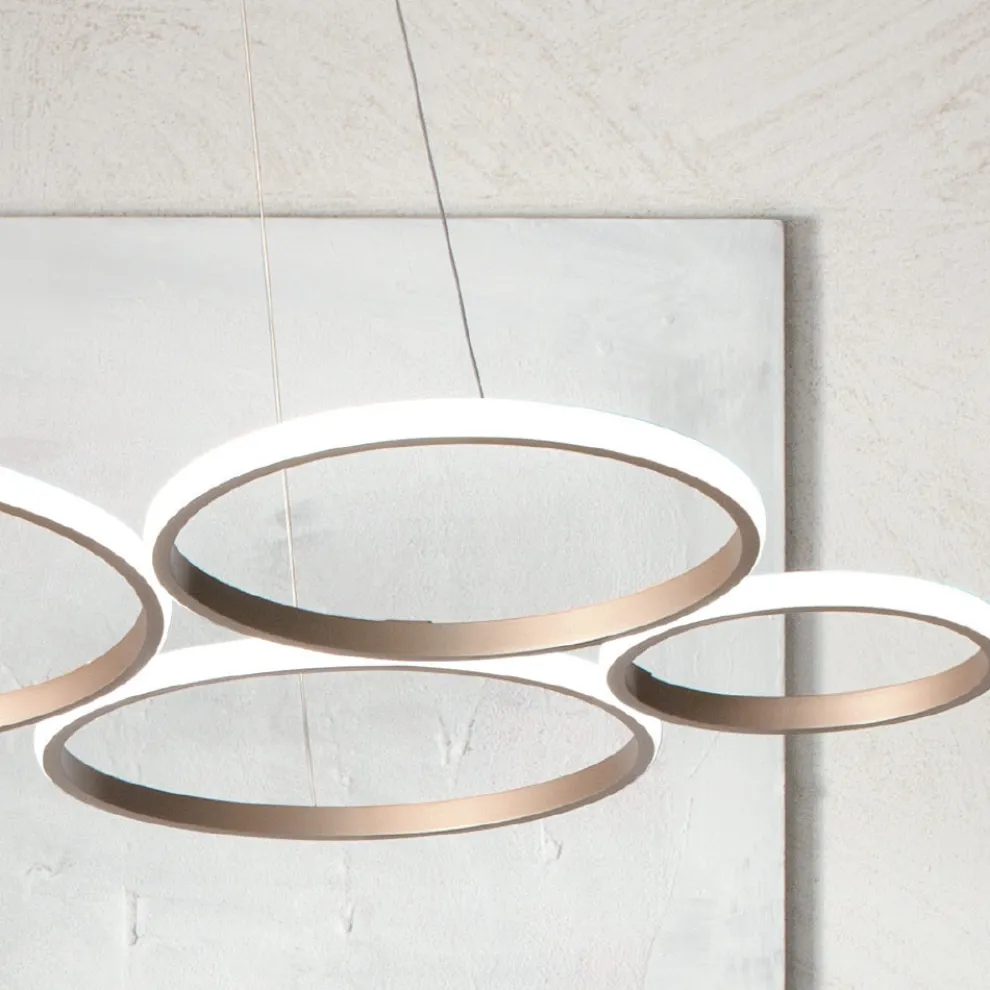 Design Pendelleuchte für Wohnzimmer in Silber oder Gold Metall - Olimpo