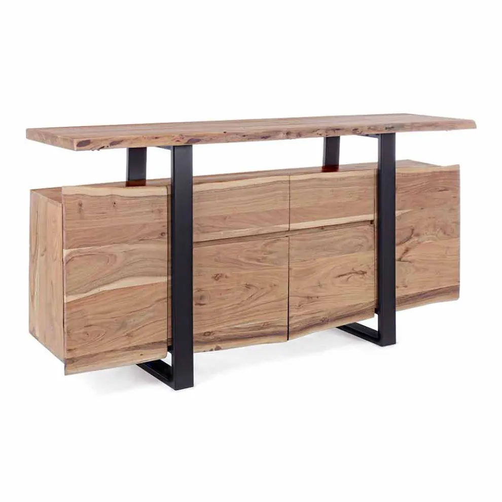 Design Sideboard aus Akazienholz und Homemotion lackiertem Stahl - Lanza
