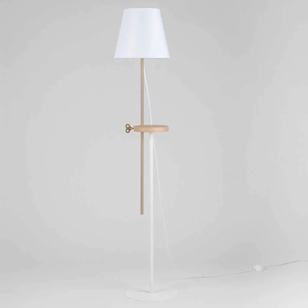 Design Stehleuchte aus Stahl, Esche und Messing Made in Italy - Pitulla