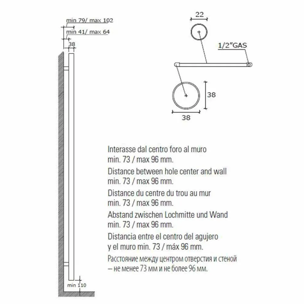 Design Wandmontage Handtuchheizung aus Edelstahl für Badezimmer bis 483 W - Italo