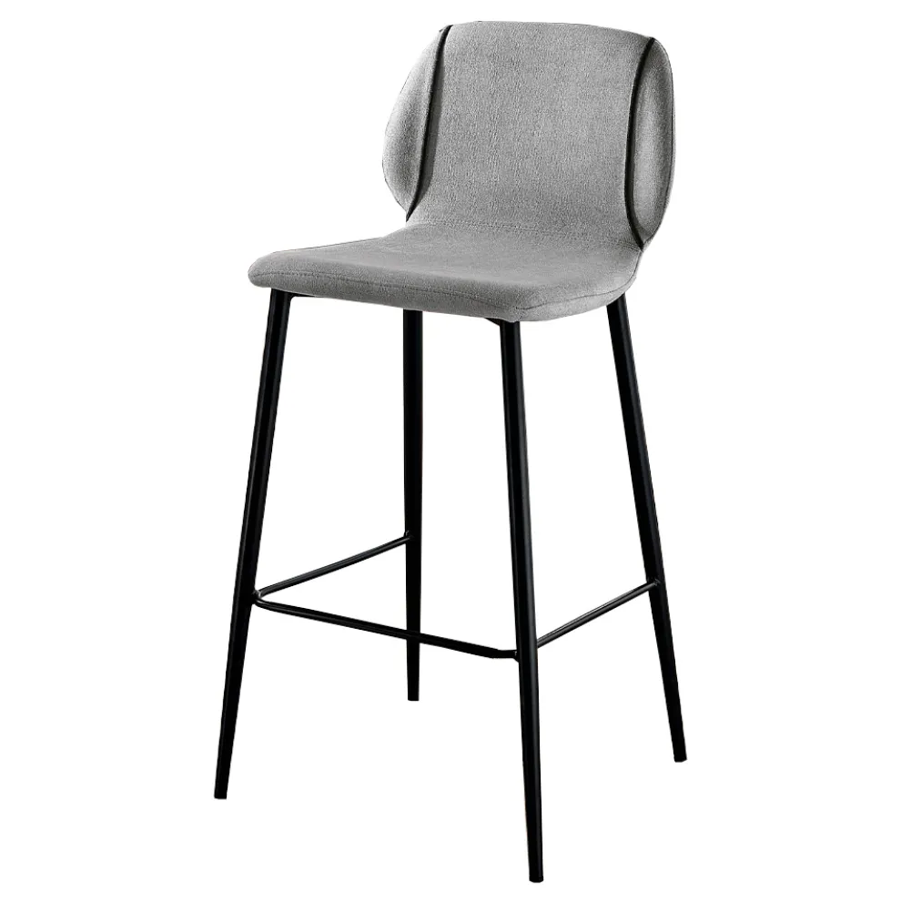 Design Wohnzimmer Hocker aus Stoff mit Kante und Anthrazit Metall - Scarat