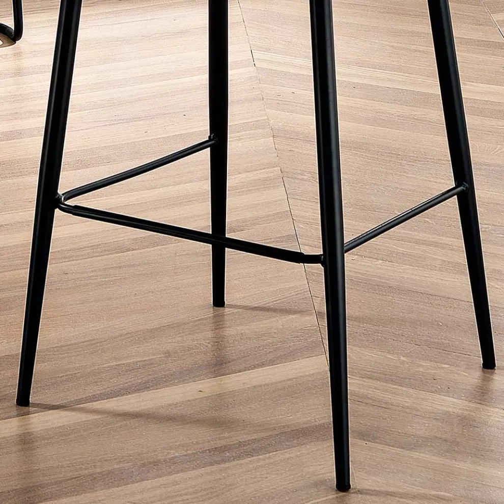 Design Wohnzimmer Hocker aus Stoff mit Kante und Anthrazit Metall - Scarat