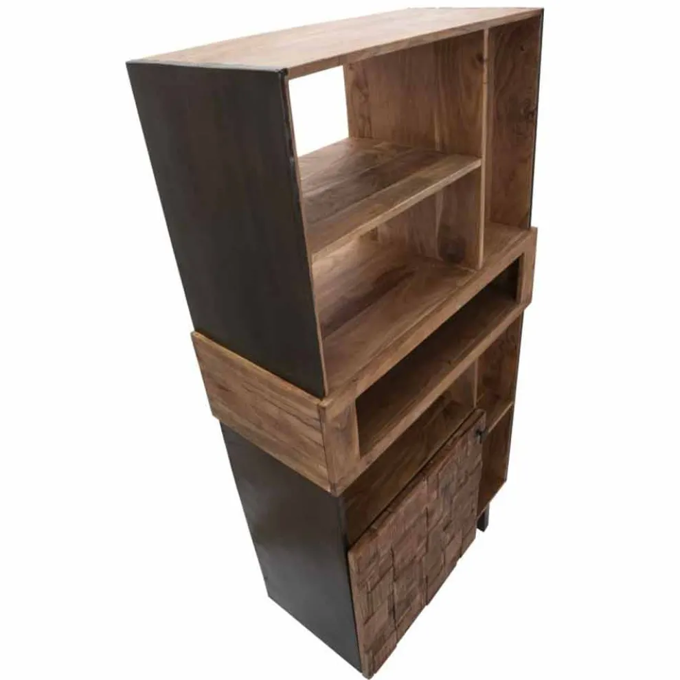 Design-Bücherregal aus Eisen und Akazienholz - Desdemona