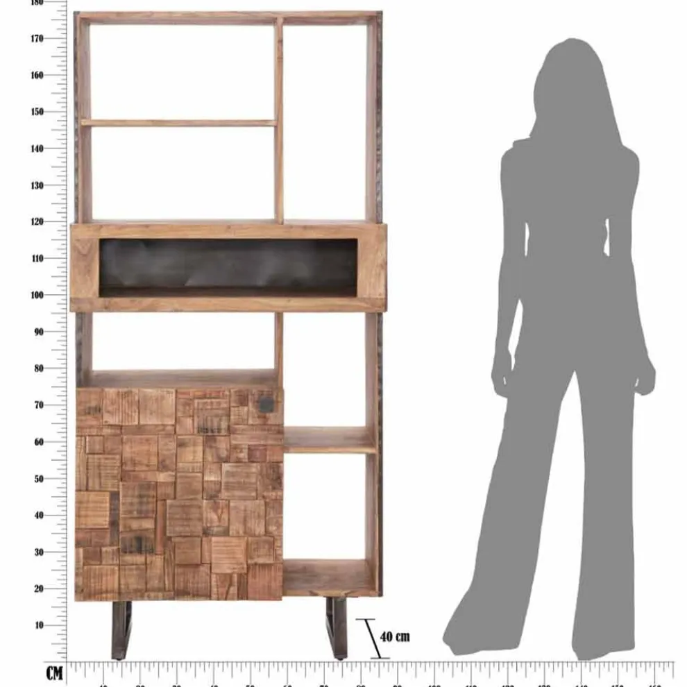 Design-Bücherregal aus Eisen und Akazienholz - Desdemona