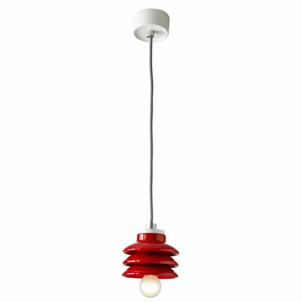 Designer Pendelleuchte aus roter Keramik, hergestellt in Italien, Asien