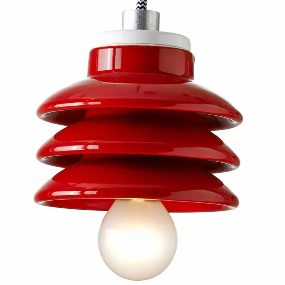 Designer Pendelleuchte aus roter Keramik, hergestellt in Italien, Asien