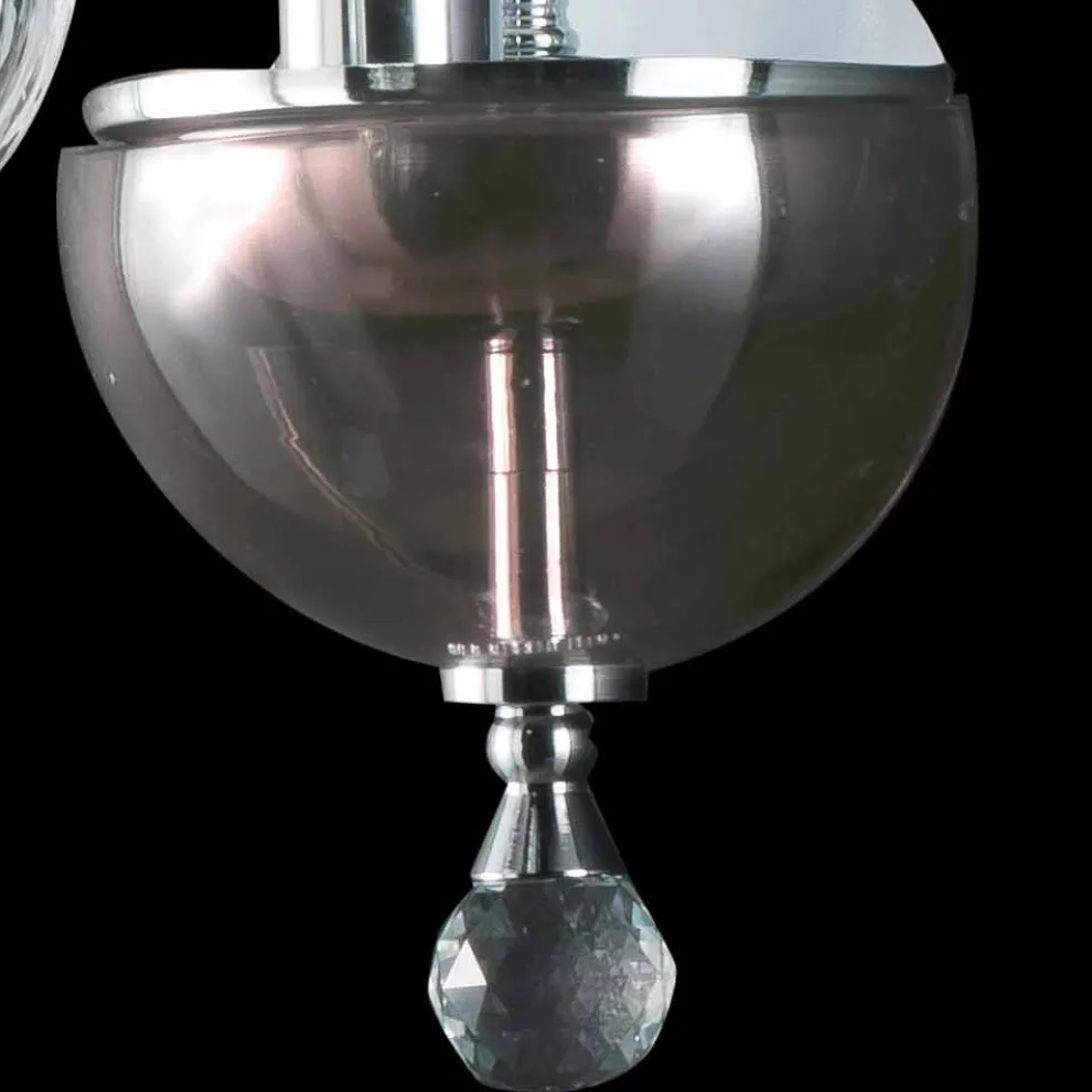 Designer Wandlampe in Ivy Glas und Kristall, made in Italy