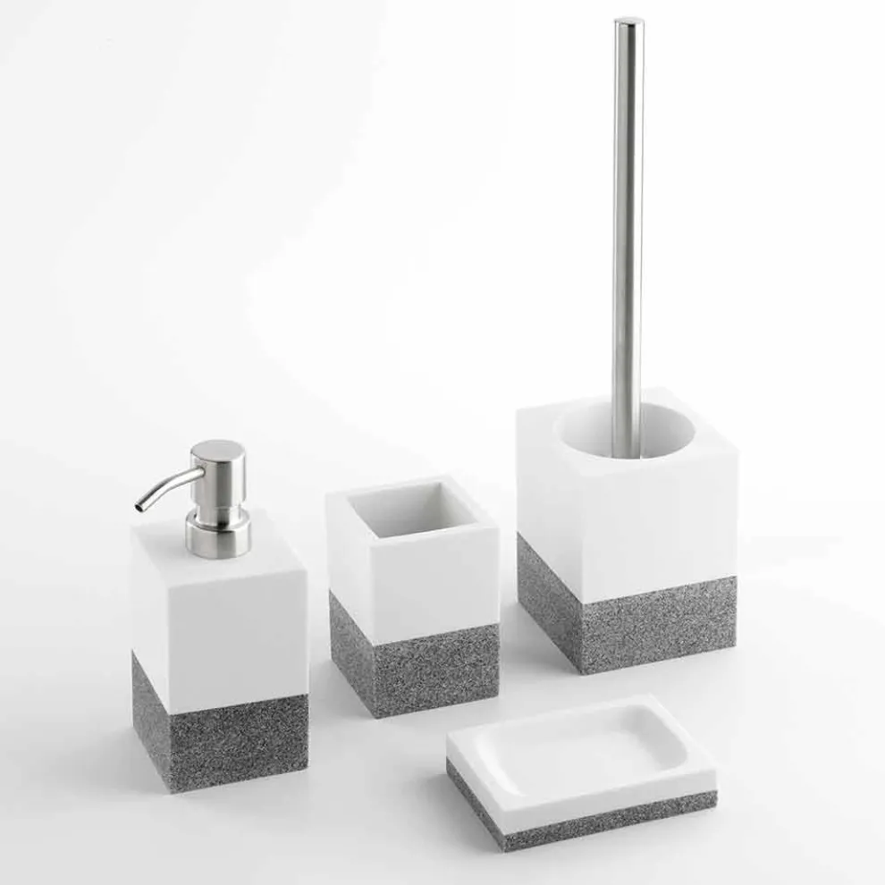 Designer-Badaccessoires in Weiß und Grau - Saeda