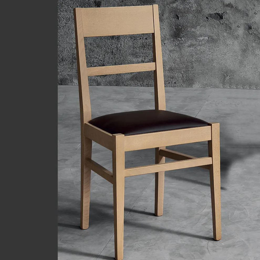Design-Küchenstuhl aus Buchenholz und Sitz aus Kunstleder - Davina