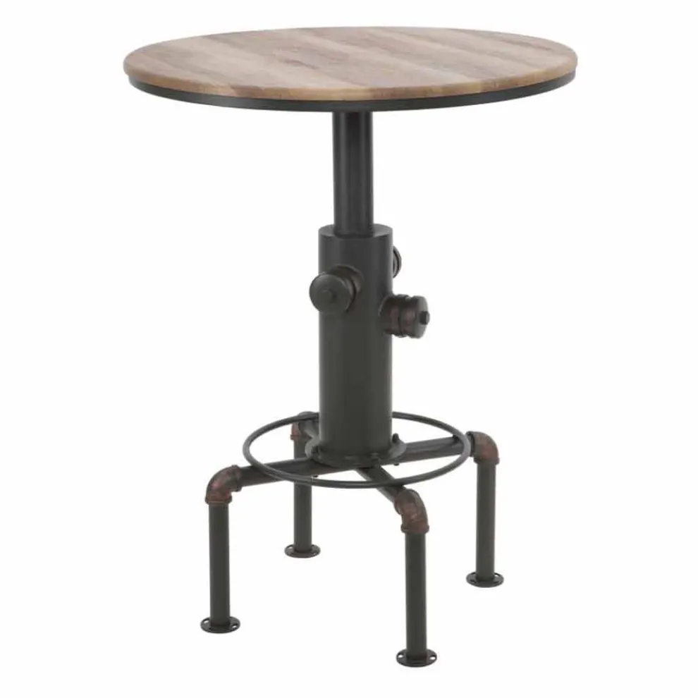 Design-Stehtisch im Industriestil aus Eisen und Holz - Niv
