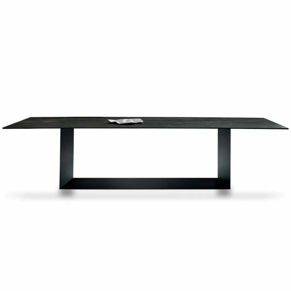 Designtisch aus Matt Noir Desir Keramik und Metall Made in Italy - Dunkelbraun