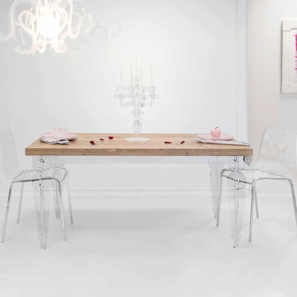Designtisch aus Tannenholz und Plexiglas aus Italien, Castro