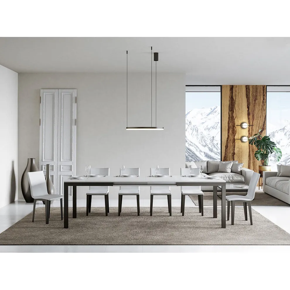 Design-Tisch mit Holzplatte, ausziehbar bis 440 cm, hergestellt in Italien – Foxy