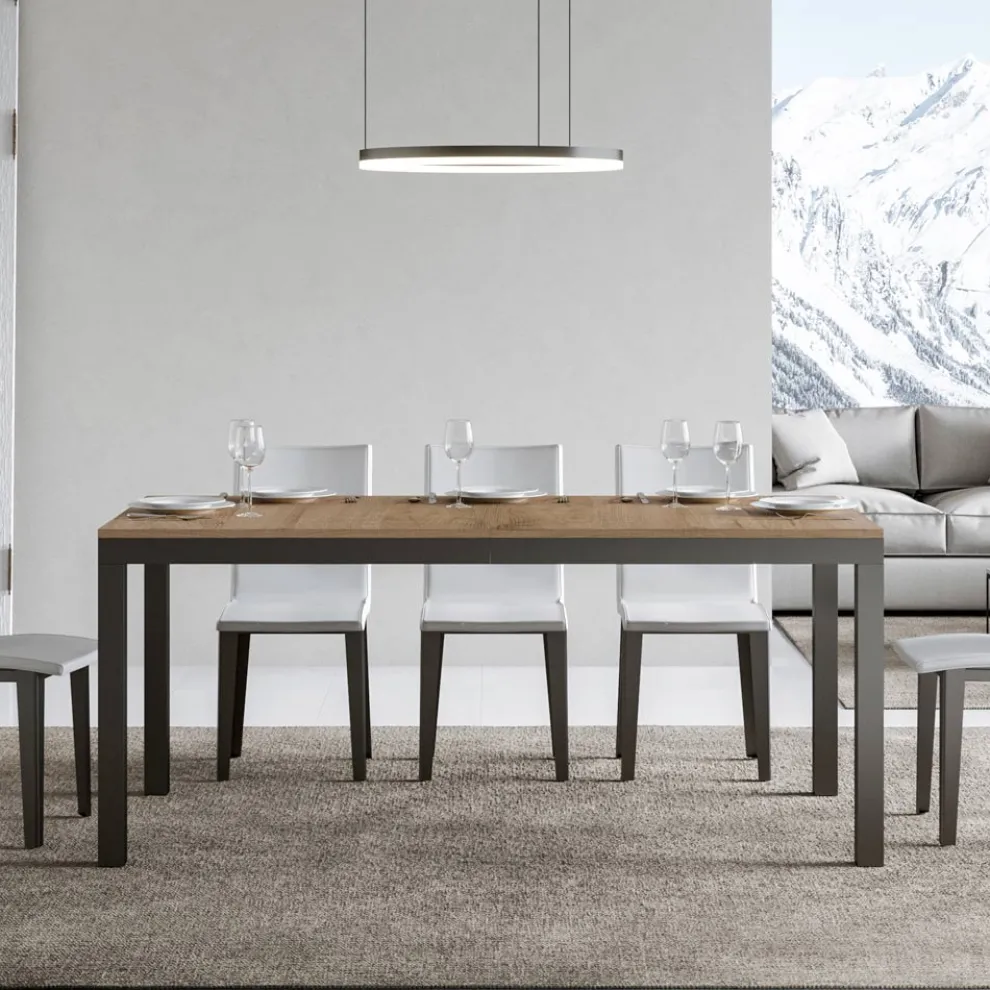 Design-Tisch mit Holzplatte, ausziehbar bis 440 cm, hergestellt in Italien – Foxy