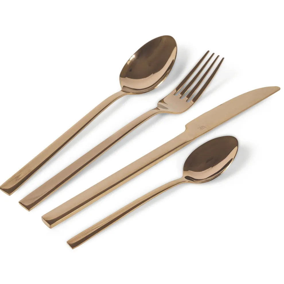 Komplettes Besteckset in schwarzem Stahl- oder Kupferdesign 24-teilig - Fayette